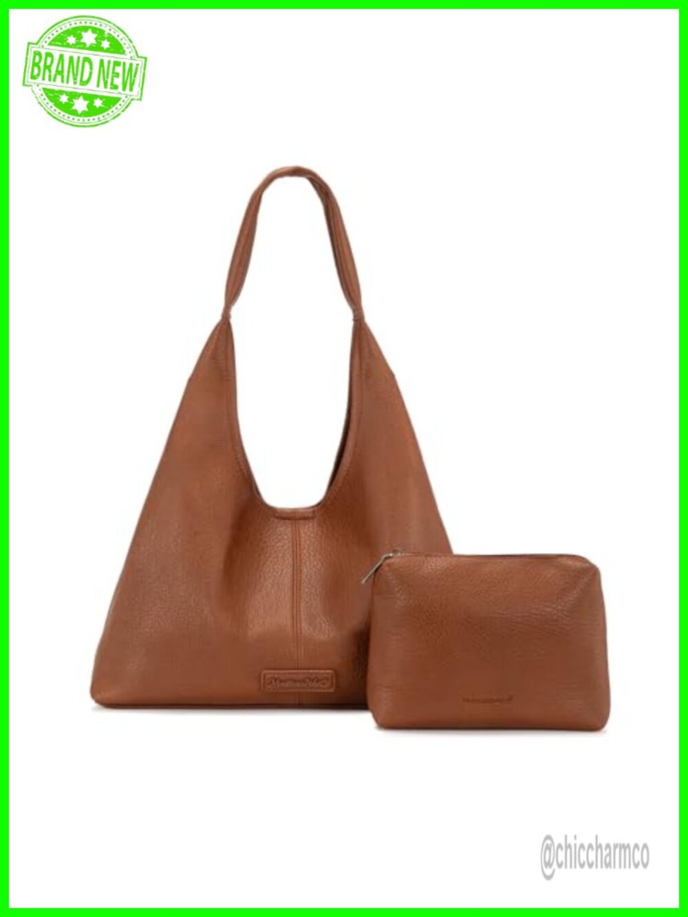 Hobo Shoulder Bag Soft PU Leather Magnetic Snap Tote with Pouch